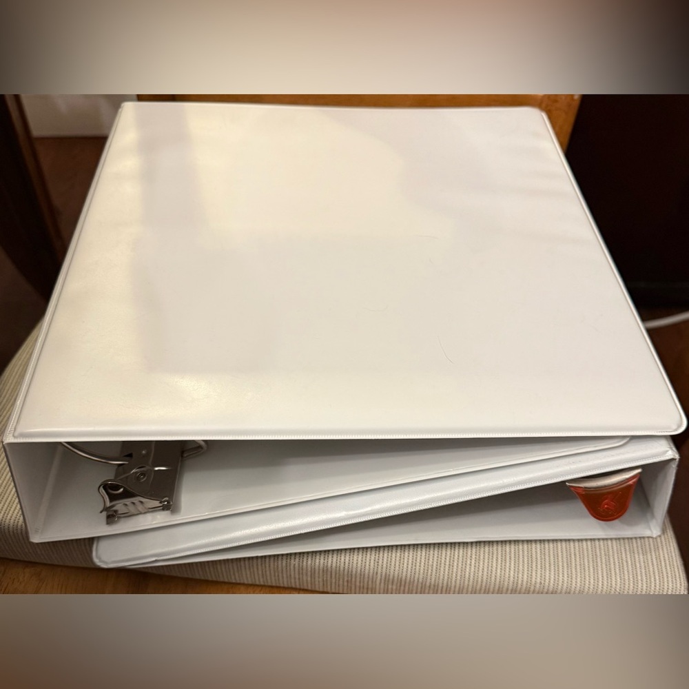 Two 3 inch White 3-Ring Binder with clear pockets
